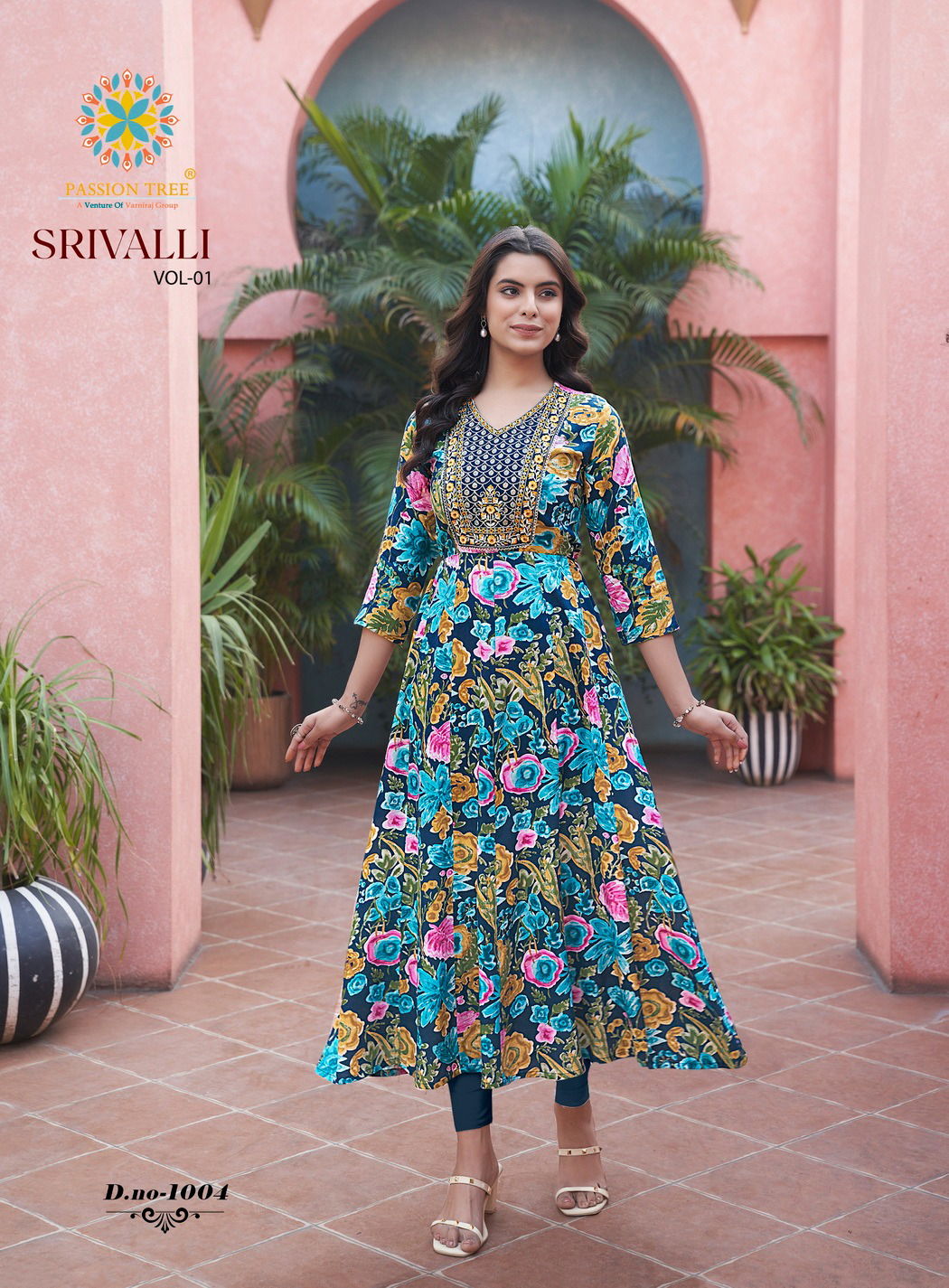 Srivalli Vol 1 By Passion Tree Rayon Printed Anarkali Kurti Suppliers In India